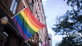 A LGBT Pride Flag in Canal Street Manchester