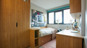A study bedroom in Cavendish halls of residence