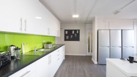 Spacious communal kitchen and dining space in Cavendish halls of residence